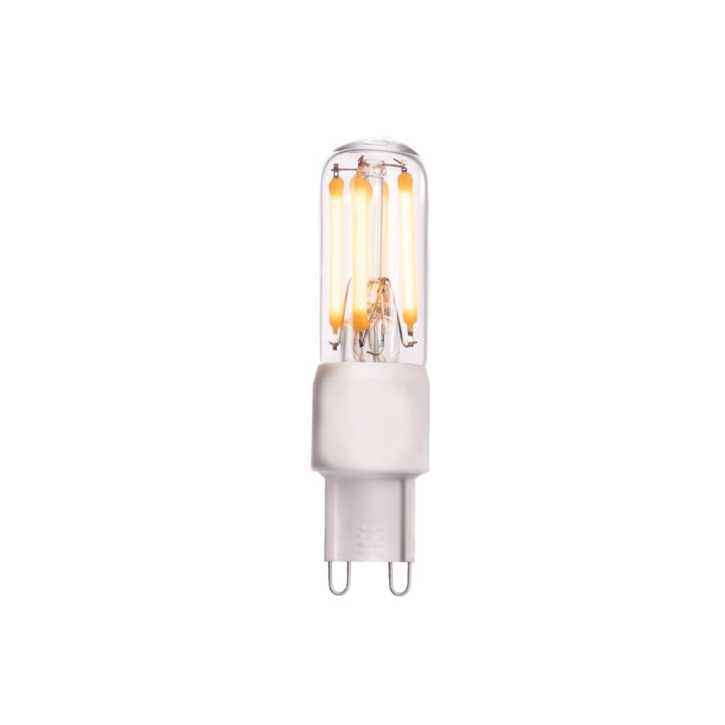 Clear G9 LED capsule bulb with filament design.